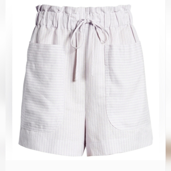 Madewell Stripe-Play Drawstring Pull On Paperbag Shorts - Picture 1 of 9